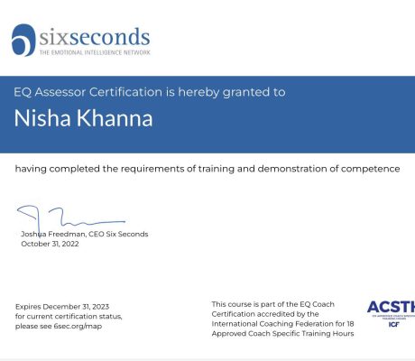 Dr Nisha Khanna Certificate